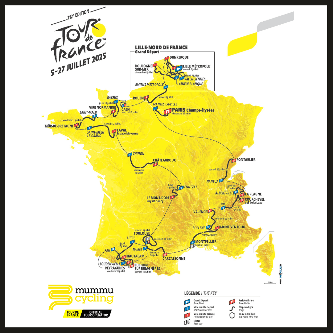 2025 Official Tour de France Route Map